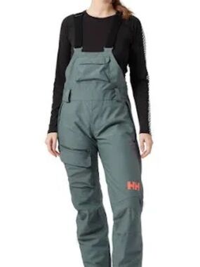 Helly Hansen Slate Green Utility Bib Overalls with Coral Logo